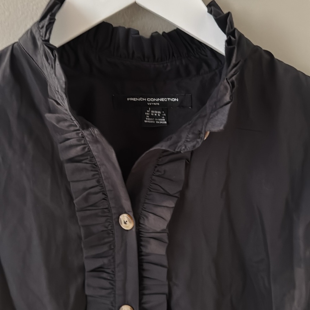 French connection Black Ruffle Button-Up romper - Picture 2 of 4